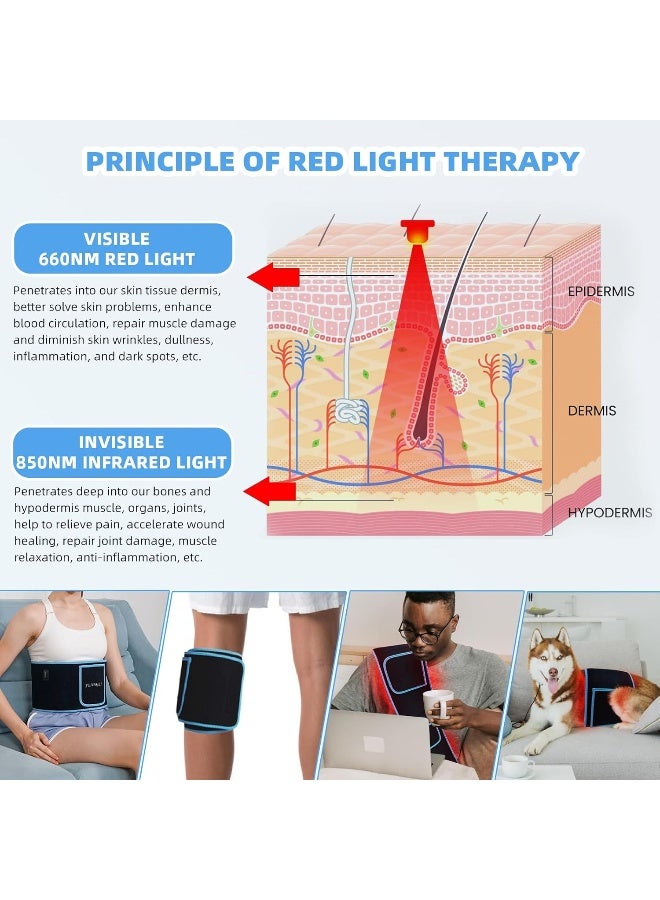 feangli Red Light Therapy Belt Device for Body Pain Relief, Near Infrared LED Red Light Lipo Belt, Flexible Wearable Wrap Deep Therapy Pad for Waist Back Shoulder Joints - Image 3